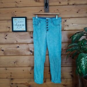 Harper Heritage Button Down High Rise Stretch Skinny Jeans Split Sz 28(30) X 30"